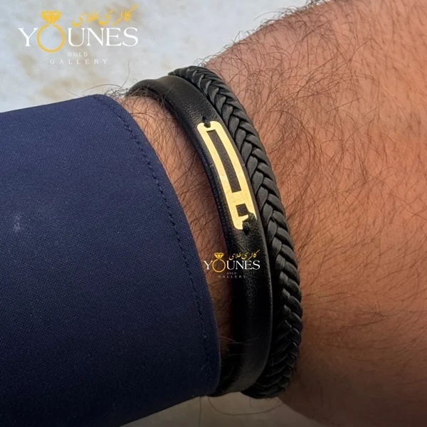 دستبند طلا چرم مردانه L147